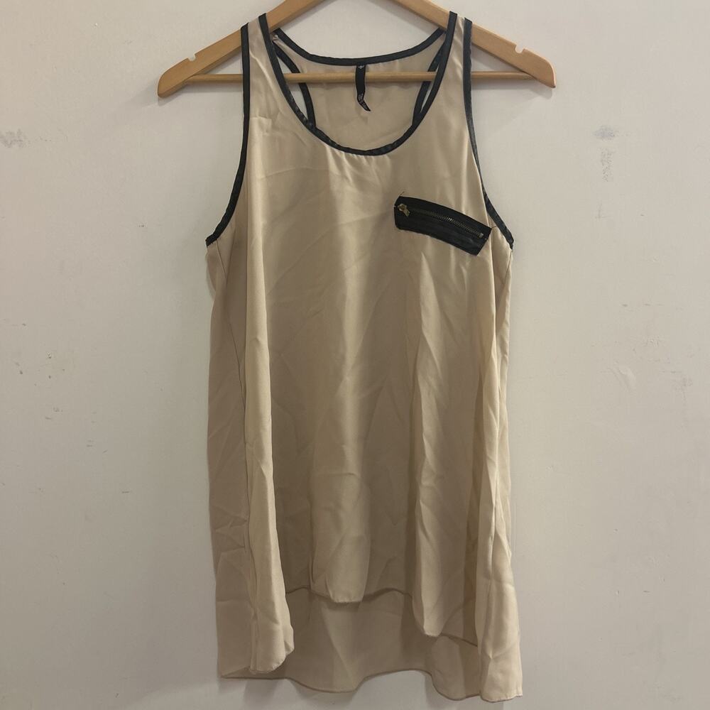 Love Culture Women’s Medium Tan/foux Leather Top